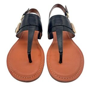 Tommy‎ Hilfiger Thong Sandals Womens 10M Black Buckle Detail Summer Shoes